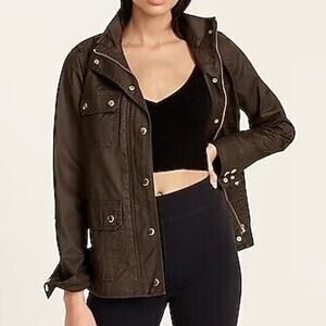 J. Crew Womens The Downtown Field Jacket Sz XS Utility Mossy Brown Waxed Cotton